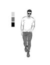 Vector linear illustration of a man. Sketch of a standing man. Royalty Free Stock Photo